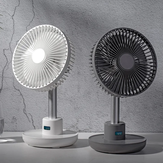 GXZ-F825   Electronic Table Fan 3 Strong Winds Setting Rechargeable Desktop Cooling Air Fan Oscillating Portable USB Standing Fan For