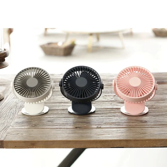 GXZ-F811  Portable USB Table Fan Clip-on Type Rechargeable Cooling Mini Desk Fan 360 Degree Rotation 3 Speeds Adjustable Clip-on Fan