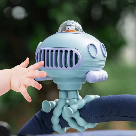 GXZ-F18  Air Cooling Rechargeable Silicone Flexible Desk Outdoor Fan Tripod Clip Portable USB Baby Stroller Fan