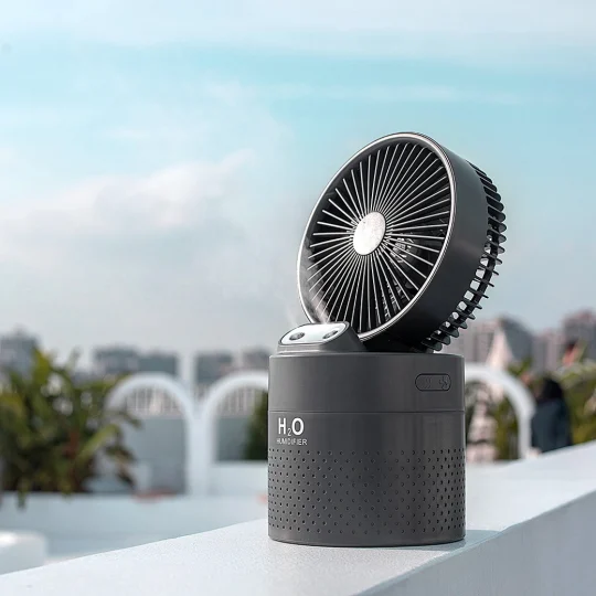 GXZ-JF01  2020 Portable Desktop USB Rechargeable Battery 2 in 1 Water Air Cool Misty Spray Mini USB Humidifier Fan