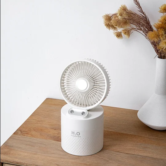 GXZ-JF01  2020 Portable Desktop USB Rechargeable Battery 2 in 1 Water Air Cool Misty Spray Mini USB Humidifier Fan