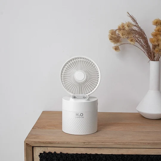 GXZ-JF01  2020 Portable Desktop USB Rechargeable Battery 2 in 1 Water Air Cool Misty Spray Mini USB Humidifier Fan