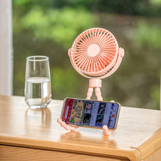 GXZ-F15  3 Speeds Adjust Portable Desktop Table Cooling Handheld Stroller Fan Battery Powered Rechargeable Flexible Tripod Clip On Fan