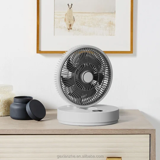 GXZ-F3  Hot Sale New Rechargeable 10000mah Battery Powered Standing and Desk Foldable fan with LED Light and Rotation