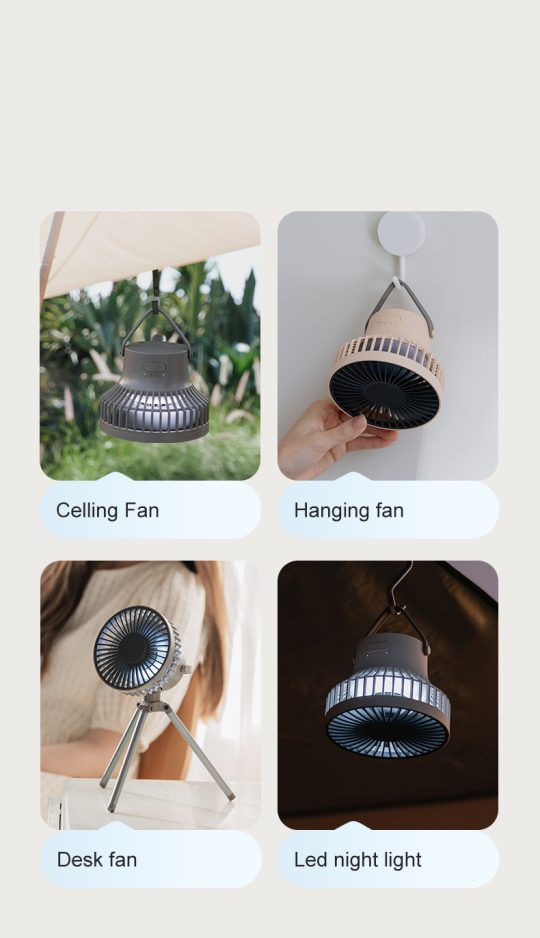 GXZ-F21 Newest 2023 camping fan,portable rechargeable usb desktop tripod fan,mini ceiling outdoor light fans